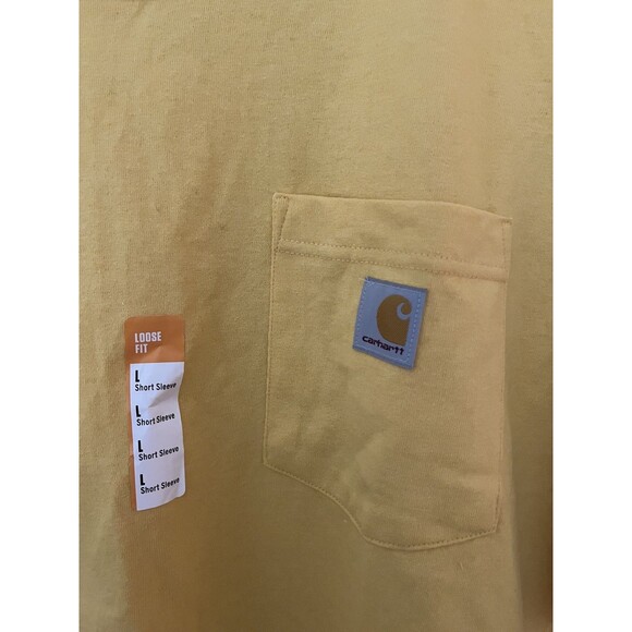 Carhartt Men’s Large  T-shirt WorkWear Pocket Heavyweight Yellow NEW - Picture 3 of 5